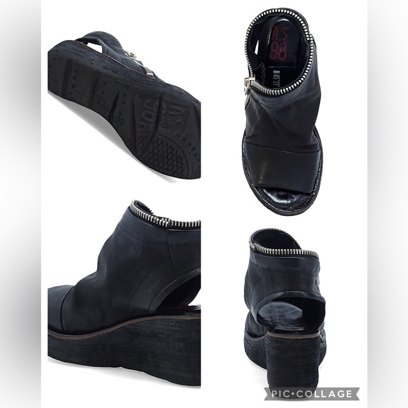 Free People Made by  A.S.98 - Hazel Zip Wedges Black 40 / 10 NEW In Box - Picture 8 of 10